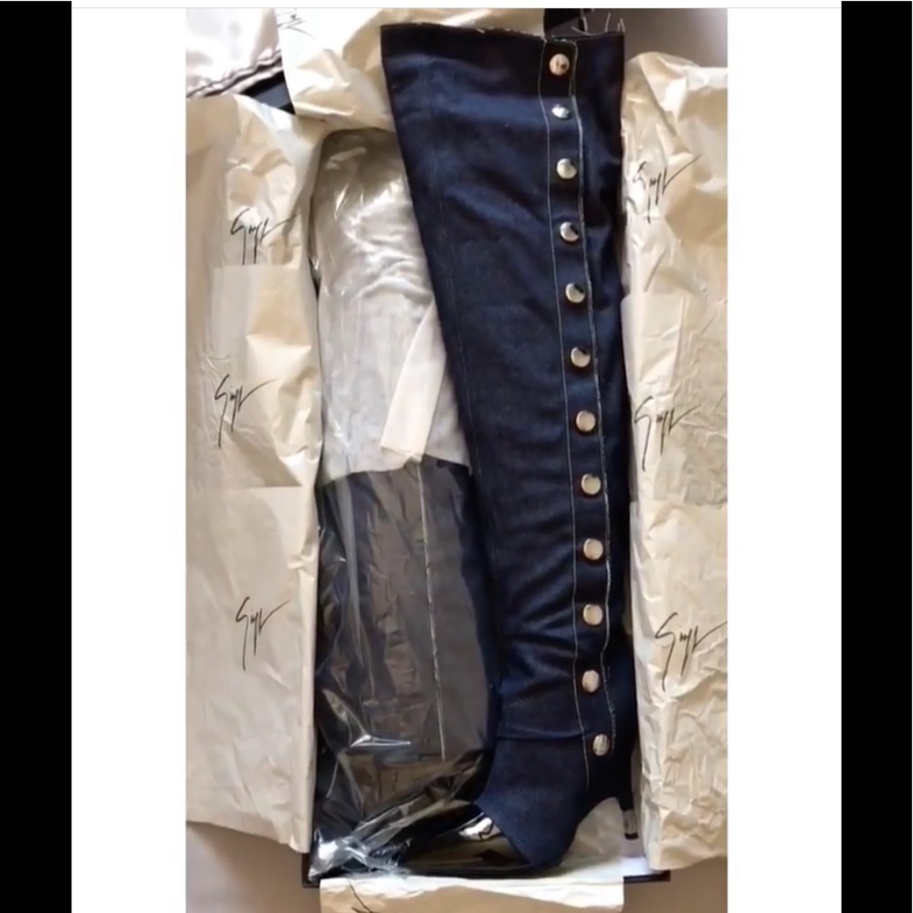 giuseppe zanotti NIB otk denim & blk patent boots - Picture 15 of 16